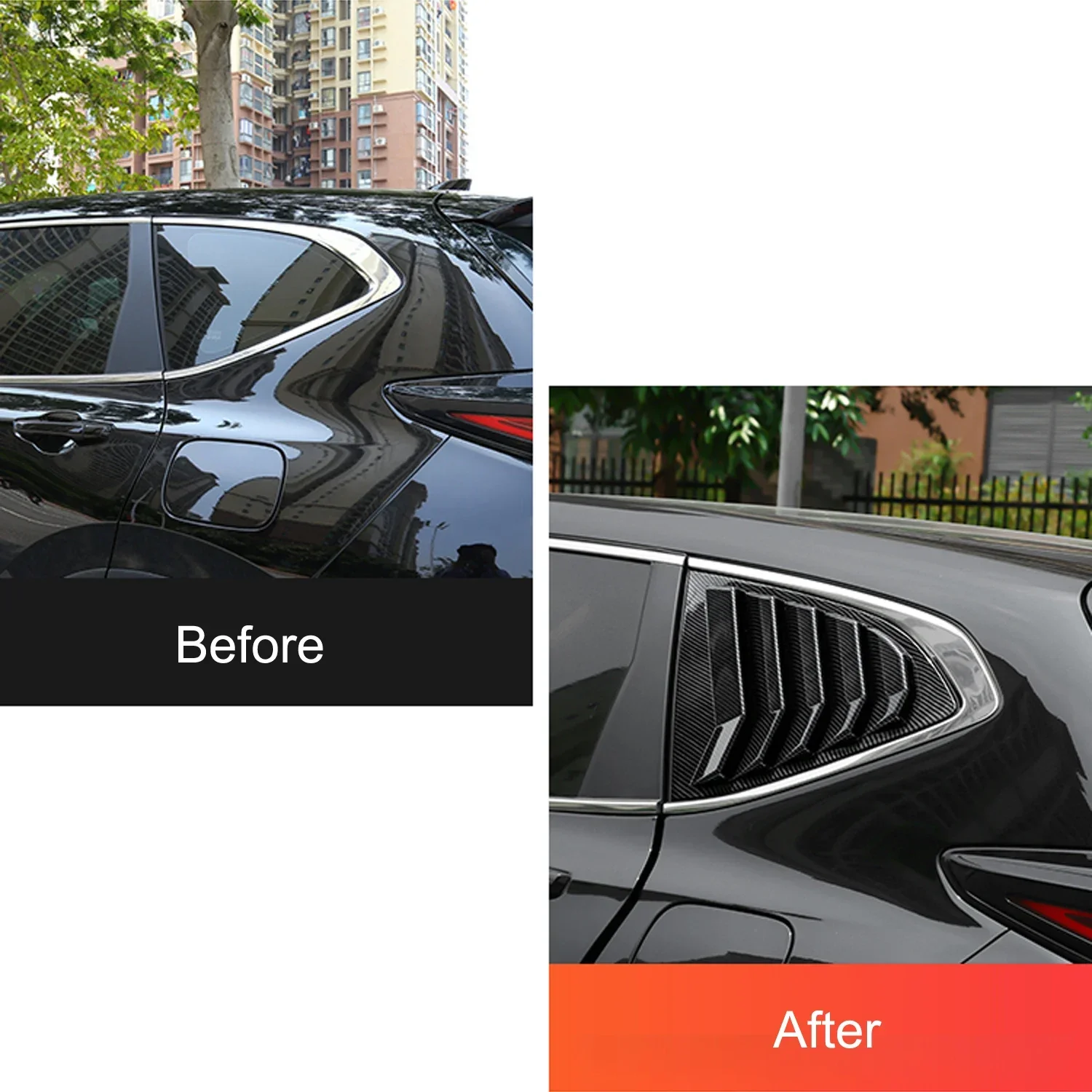 For Honda CR-V CRV 2017-2022 Car Rear Louver Window Side Shutter Cover Trim Sticker Vent Scoop ABS Carbon Fiber Accessories Auto