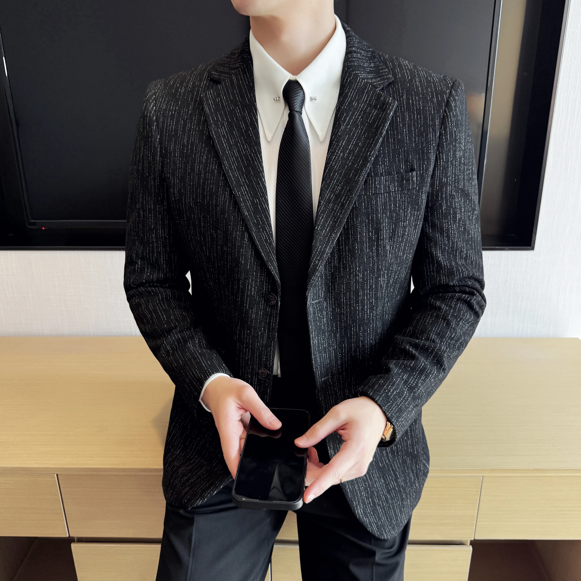 النمط البريطاني بدلة عمل سترة للرجال موضة سليم صالح عادية السترة Masculino مأدبة اجتماعية فستان الزفاف معاطف 5XL