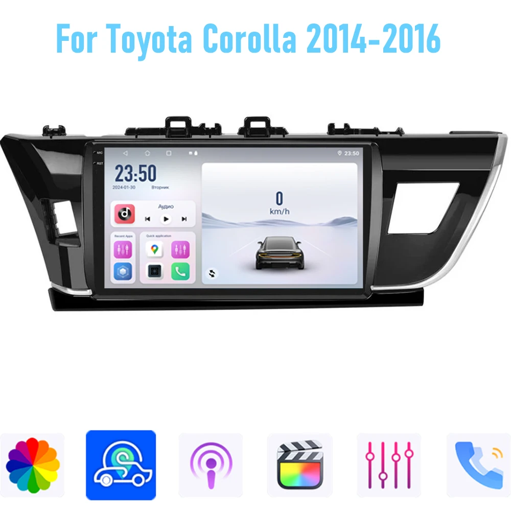 

10'' For Toyota Corolla 2014-2016 Car Radio Stereo Wireless Apple Carplay Android 15 Auto GPS Camera Google Map Head Unit BT
