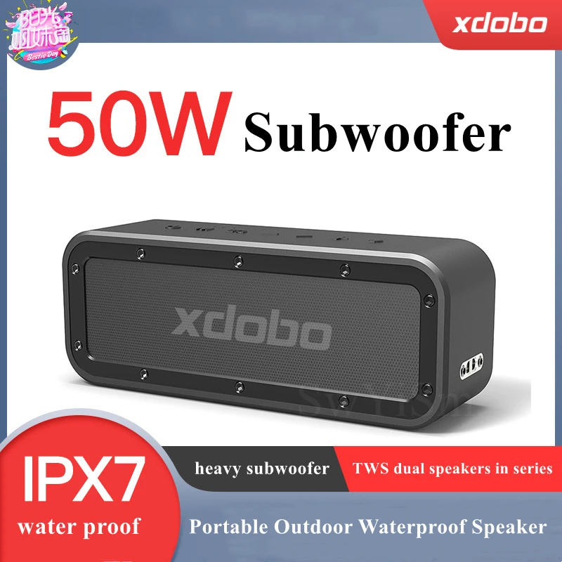 XDOBO Wake1983 50W Bluetooth Speaker Portable Wireless Super Bass Waterproof Subwoofer  360 Stereo Surround TWS Column Sound Bar