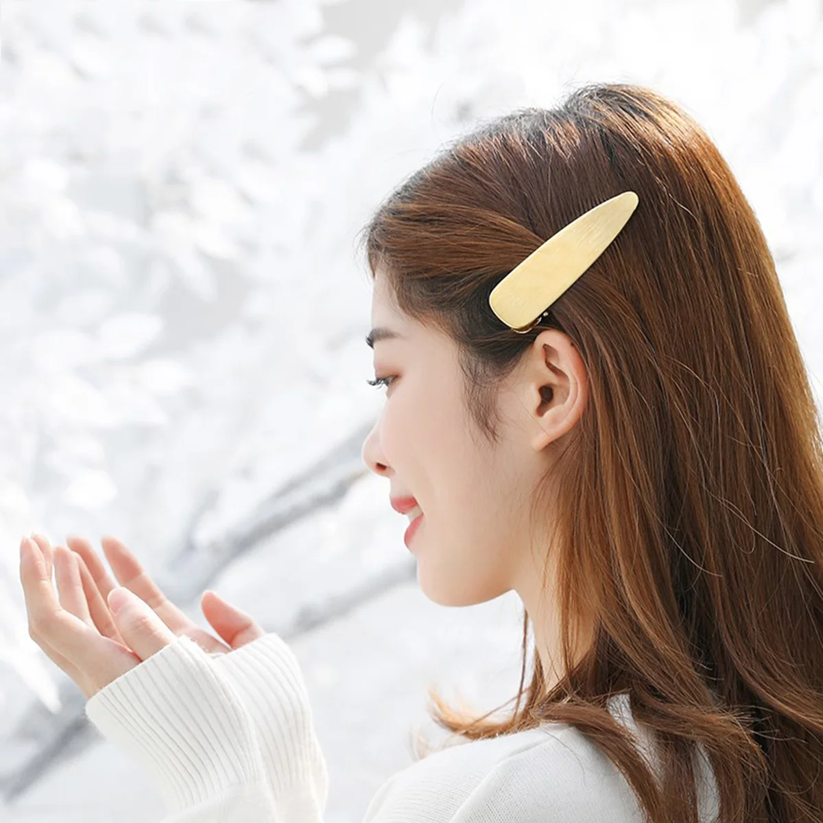 

12pcs Fashion Simple Metal Hair Clips Hollow Out Waterdrop Bowknot Square Thin Round Women