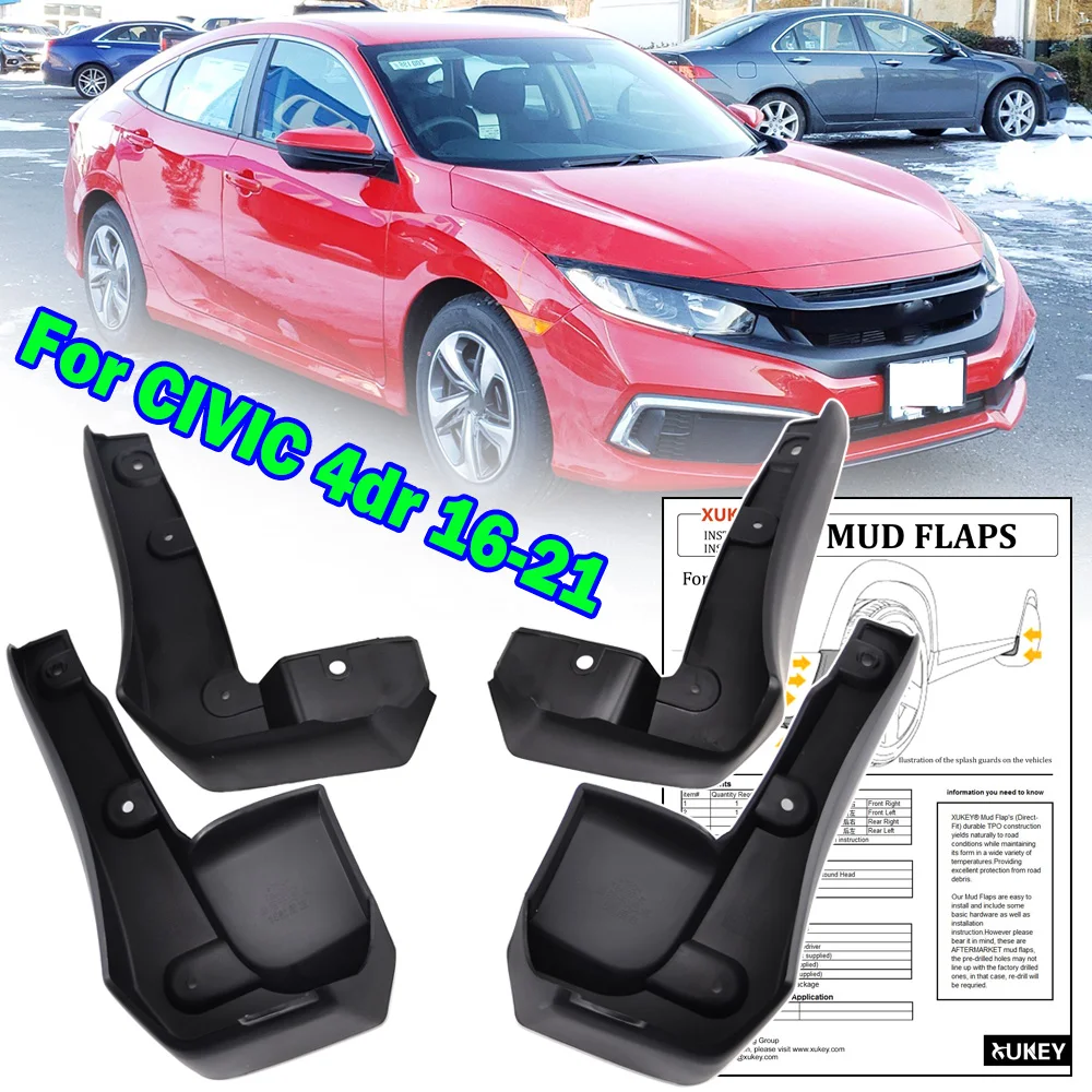 

Set Front Rear For Honda 10TH CIVIC Sedan 2016 - 2021 Mud Flaps Mudflaps Splash Guards Mudguards Front Rear 2017 2018 2019 2020