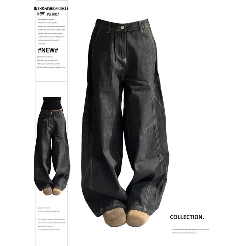 

ZHIZOU женские черные мешковатые джинсы-карго Y2k, джинсовые брюки в стиле гранж, винтажные джинсовые брюки большого размера в стиле Харадзюку, одежда