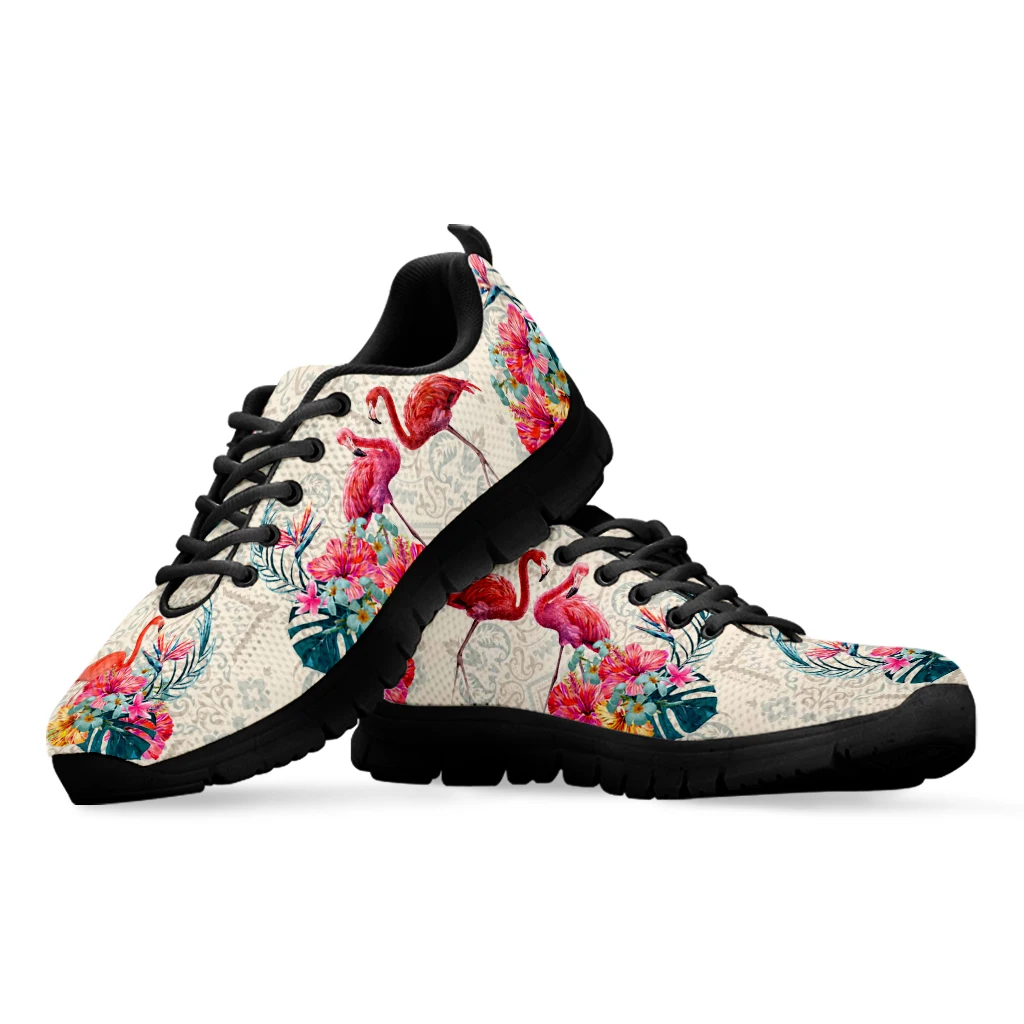 INSTANTARTS Trendy Flamingo Print Lightweight Outdoor Lace-up Shoes Black Sole Casual Shoes Summer Breathable Outdoor Sneakers image 2