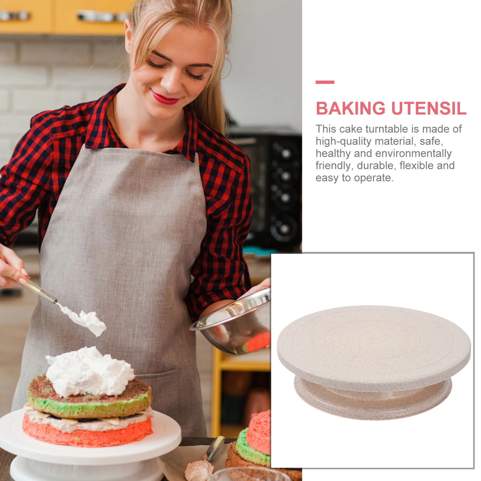 

Turntable Wheat Color Smooth Rotating Baking Tool For Cake Decorating Cake Making Accessory Stable Base Baking Utensil