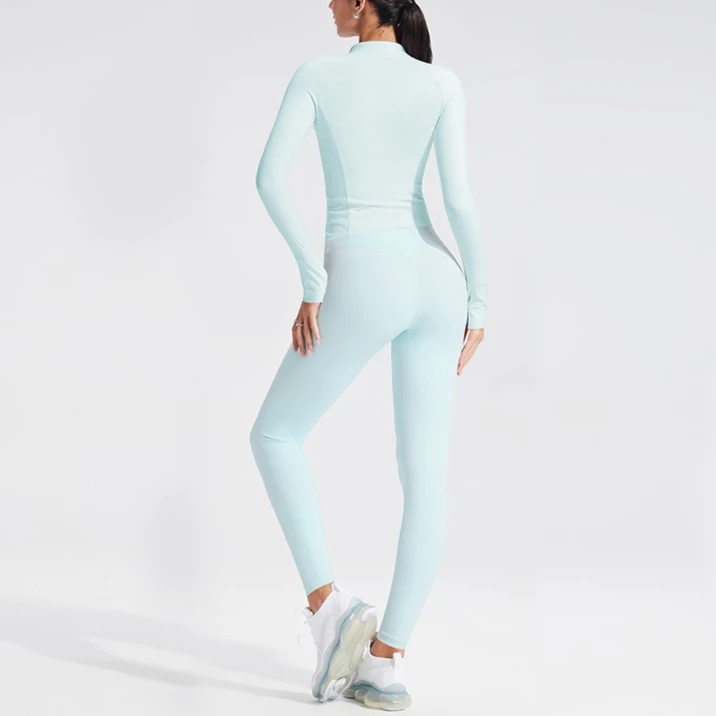 NO LOGO 2PCS Yoga Suit Sports Set Gym Set Women Tracksuit Running Workout Clothes Long Sleeve Sports Athletic Wear Yoga Clothing
