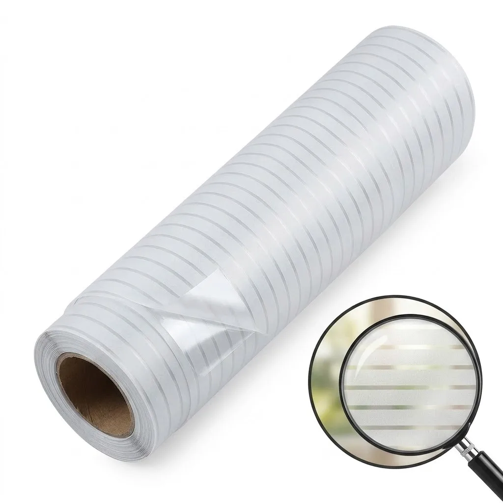 Self‑Adhesive Horizontal Striped Window Film Frosted Privacy Glass Sticker Anti‑See‑Through Window Sticker for Home Office