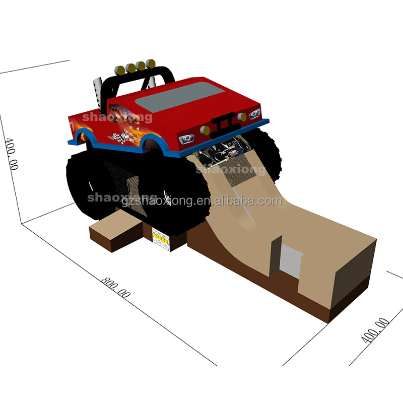 Commercial Outdoor Backyard Jumping Monster Truck Theme Bouncy Castle Slide Combo for Kids Inflatable Bounce House with Slide