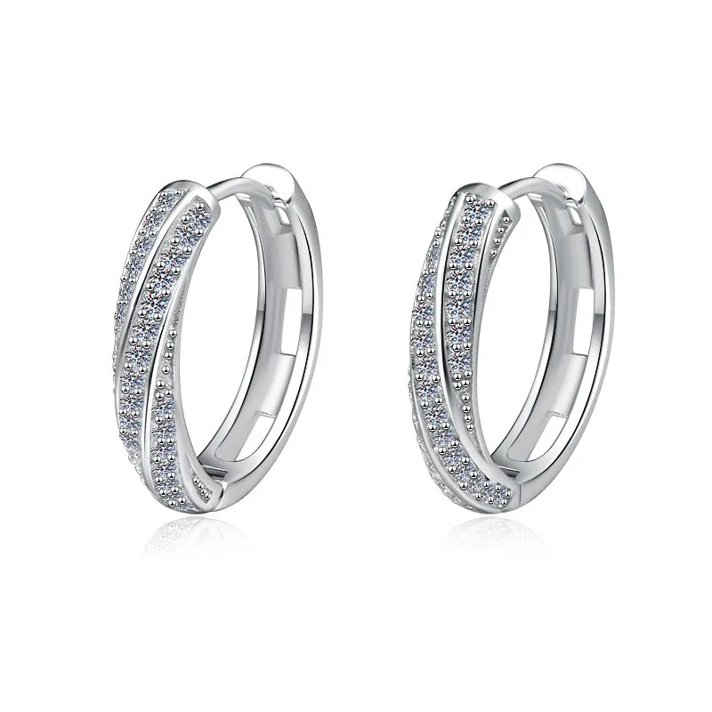 ES0078 Lefei Fashion Classic Full White Moissanite Exquisite Twist Circle Earring For Charm Women Silver s925 Party Jewelry Gift