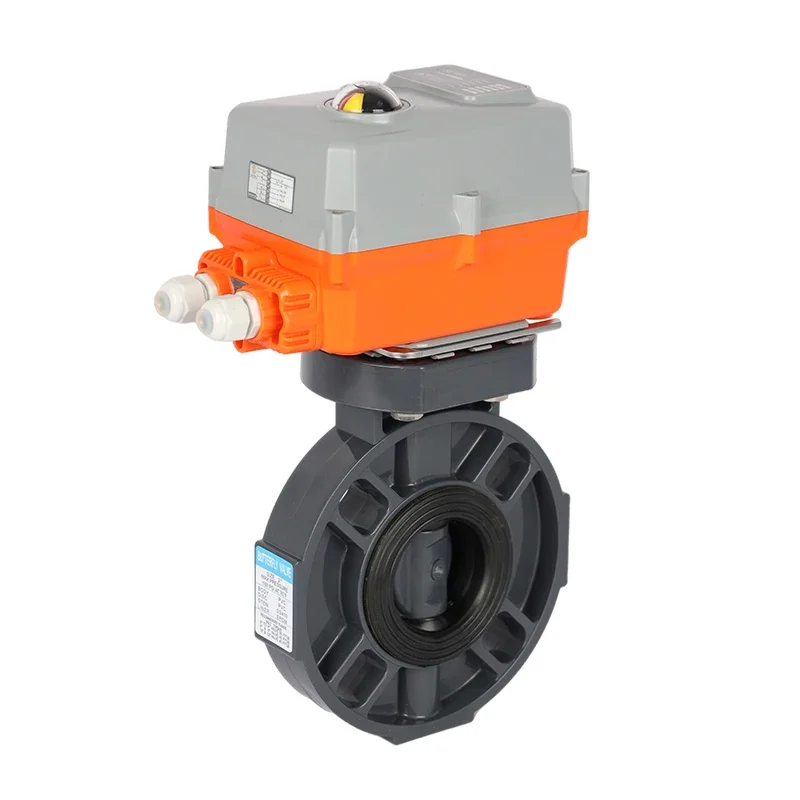 FOR Flange Type DC 12V ON OFF Electric Valve Actuator Electric Butterfly Valve UPVC Electric Actuated Butterfly Valve