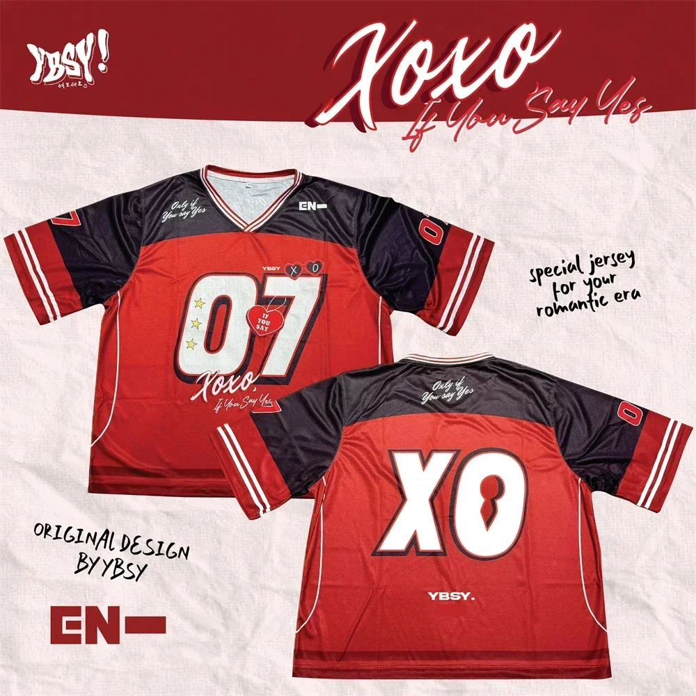 

YBSY Enhypen XO Jersey 2025 T-Shirt Mannen Nieuwe Zomer Vrouwen Tee Korte Mouw Tops Shirts Kinderen Koreaanse Trend Mode moto