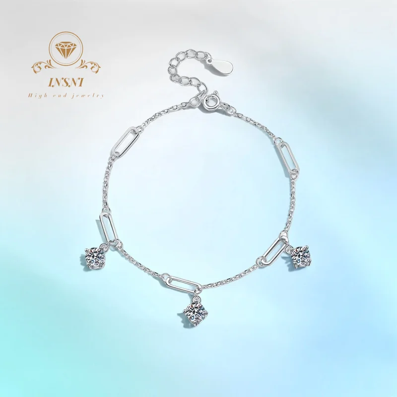 

1,5 карата D цвет муассанит S925 серебро корейский минималистичный универсальный браслет GBA сертифицированные женские модные аксессуары подарок для женщин