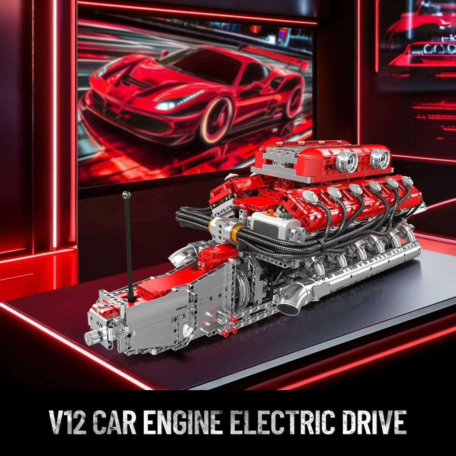 Schimmel Koning 10169 Technologie Auto V12 Motor Motor Bouwstenen Supercar Benzinemotor Kits Speelgoed Collectie Gift