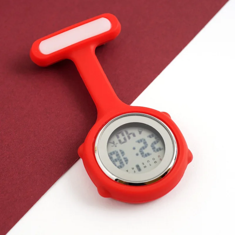 الرقمية سيليكون ممرضة ساعة متعددة الوظائف إنذار ساعة توقيت موضة المرأة بروش دبوس فوب ساعة جيب Montres Infirmieres #1