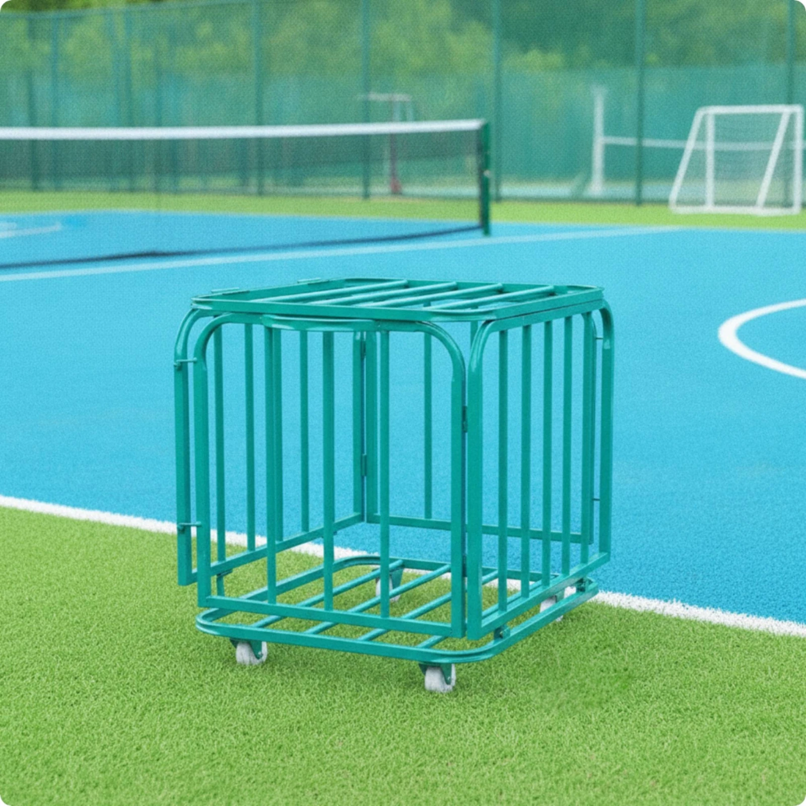 Ball Storage Cage Portable Ball Cart with Wheels Spacious Secure for Schools, Gymnasium, Athletic Facilities - view 6