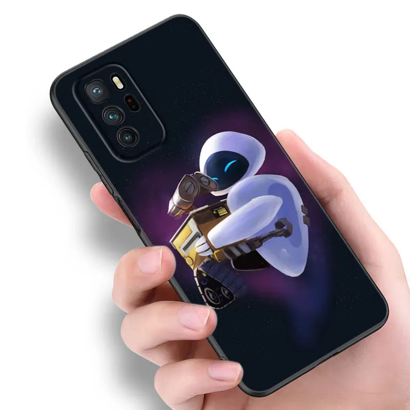 Cartoon Robot WALL-E Black Silicone Phone Case For Xiaomi Redmi Note 10 11 11S 12 13 Pro 4G Plus 10S 12S 11T 5G