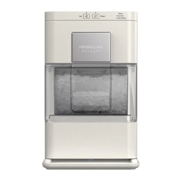 FRIGIDAIRE Gallery EFIC255 meja renyah pembuat es bongkahan dapat dikunyah, 44lbs per hari, pembersihan sendiri otomatis, 2.0 Gen, Krim