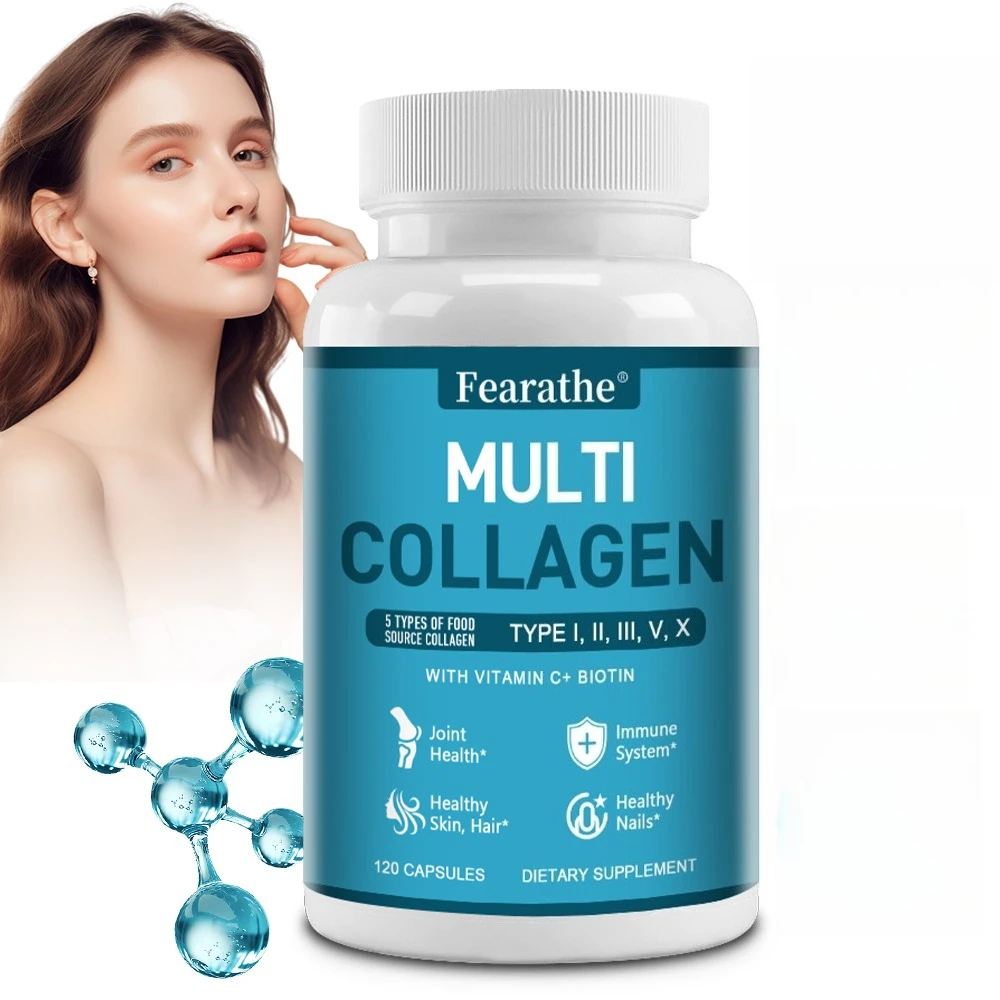 

Multi Collagen Capsules-with Vitamin C, for Skin, Hair, Nails & Bone Health, Supports Joint, Digestive and Immune System Health