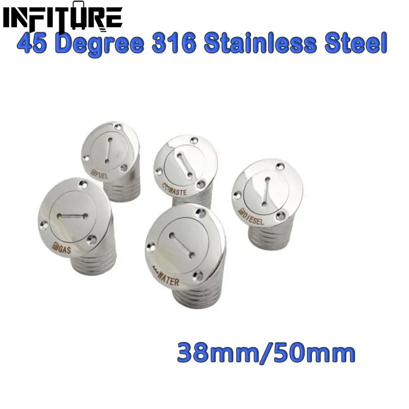 316 Stainless Steel 38mm/50mm 45 Degree Deck Filler With Key GAS DIESEL FUEL WASTE WATER Mirror Polish Deck Fill Filler