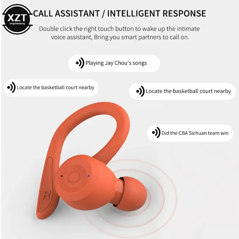 TWS Bluetooth 5.0 Earphone Earhook Wireless Headset Charging Box Stereo Music Sports IPX6 Waterproof Headphone With Microphone