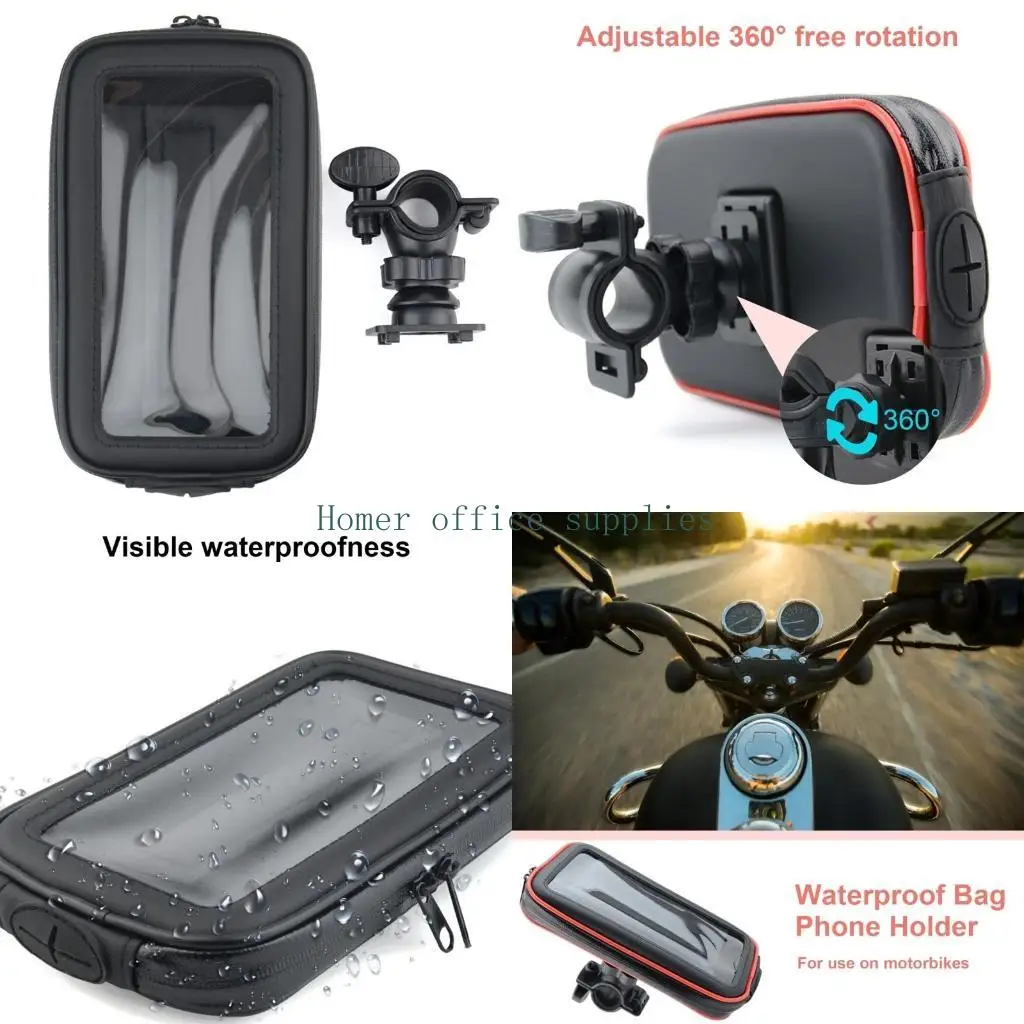 

K43B Motorbike Phone Hold with Sunshades Cover Rainproof Designings Phone Mount PU