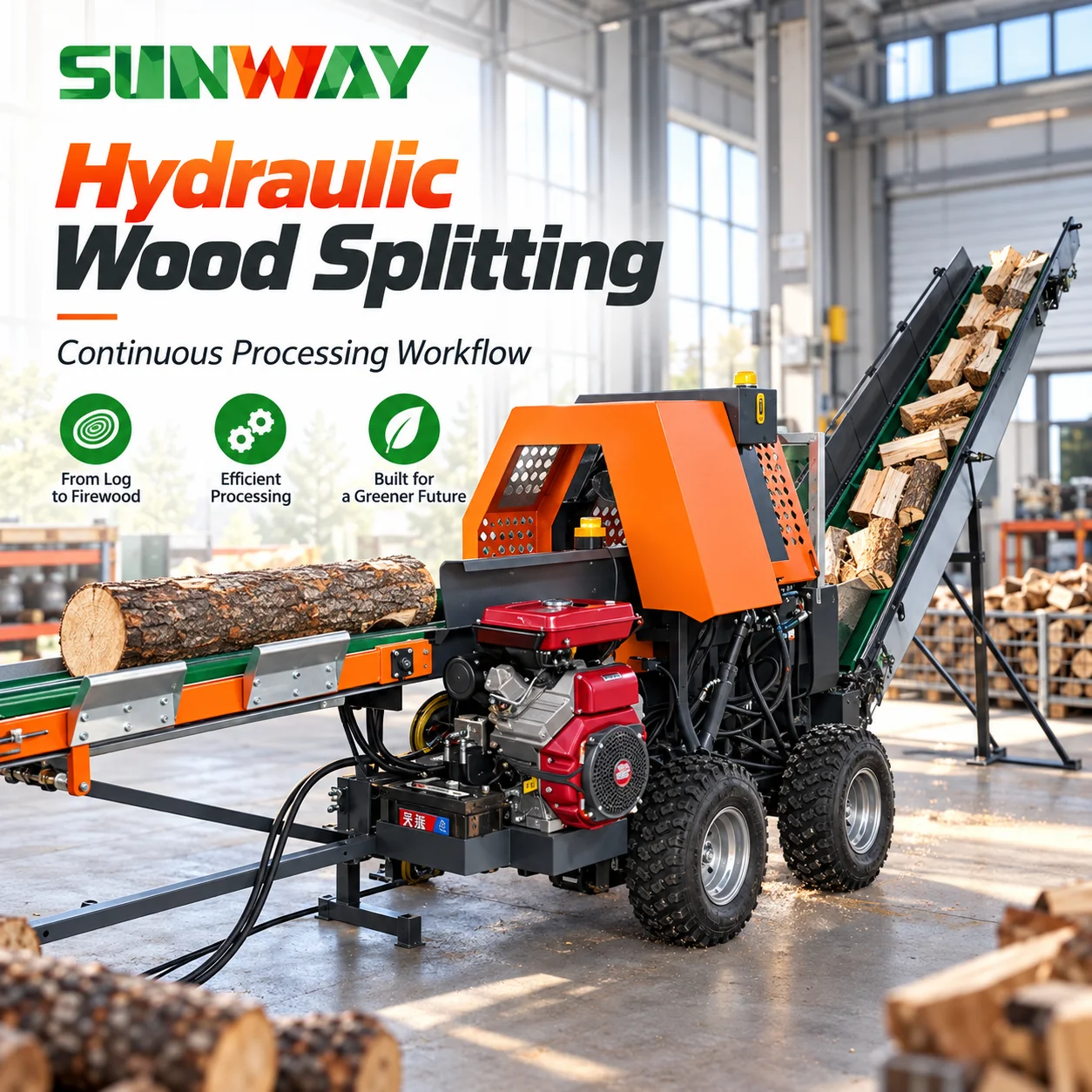 Heavy Duty Hydraulic Log Splitter Portable Firewood Splitting Machine For Farm And Home Use