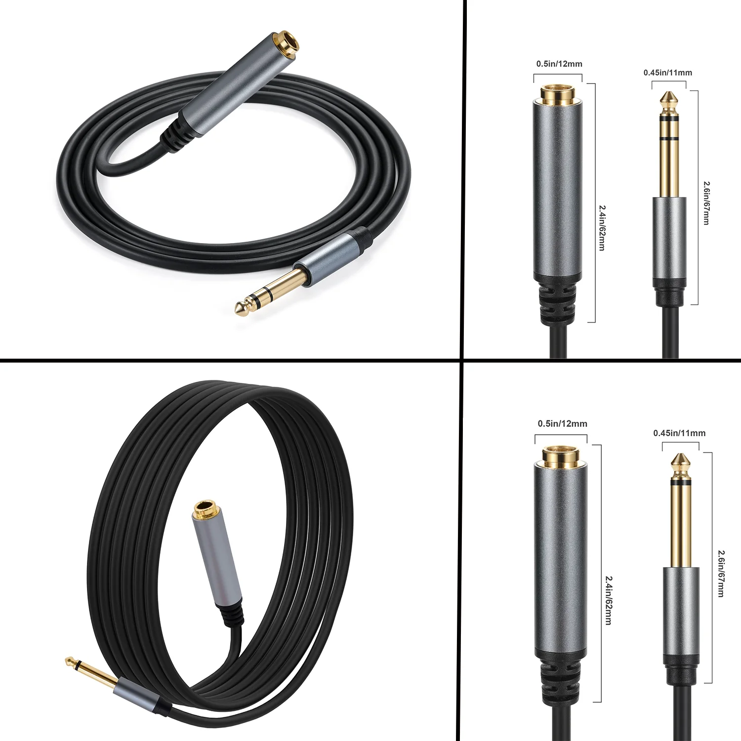 1/4 TS Mono Stereo 6.35mm Male to Female extension Cable Cord TS 6.35 Male Female Lengthen Extend Line Wire 6.35 MF Adapter Line