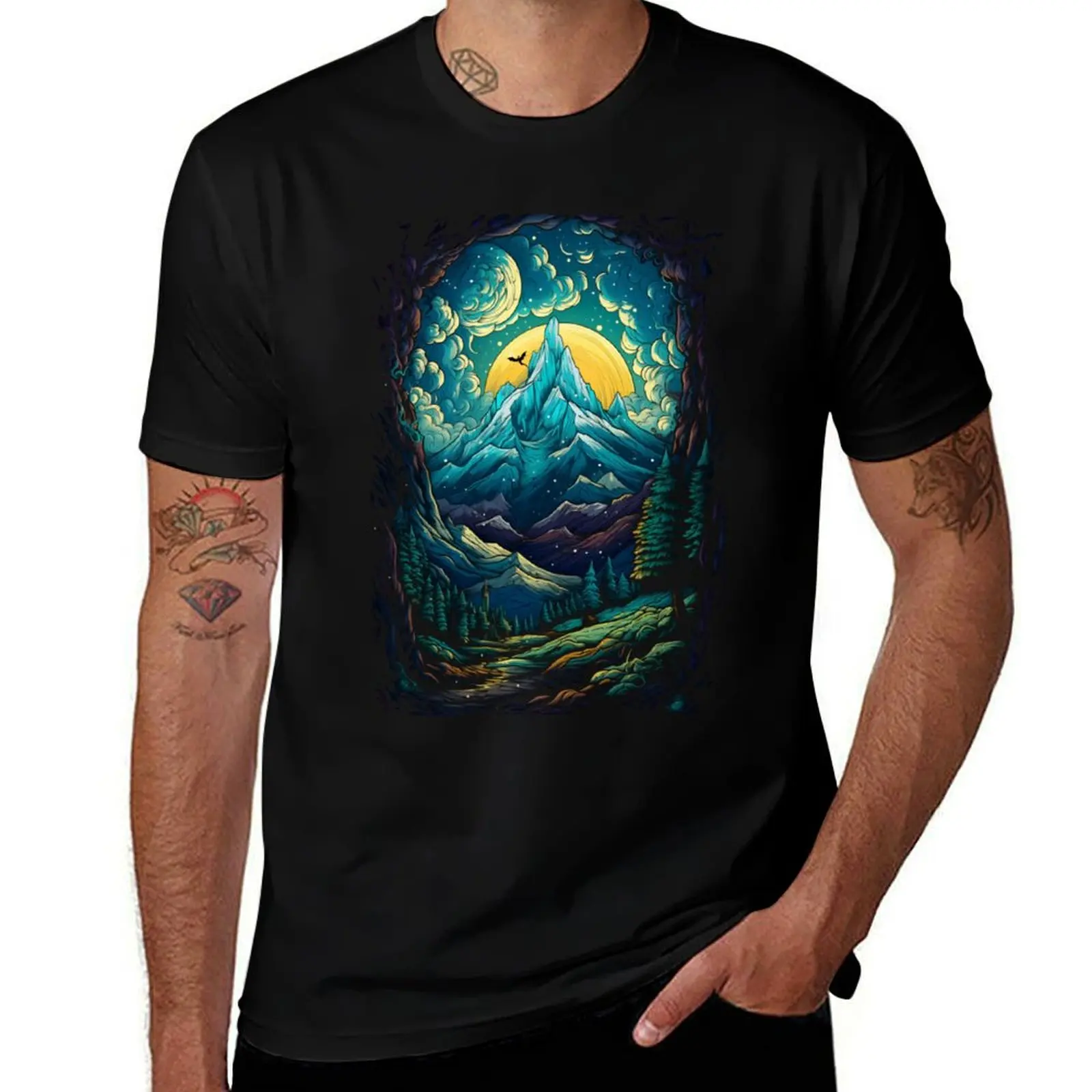 

The Lonely Mountain - Whimsical - Flying Dragon - Fantasy T-Shirt t shirts cotton 100% anime t shirts for man