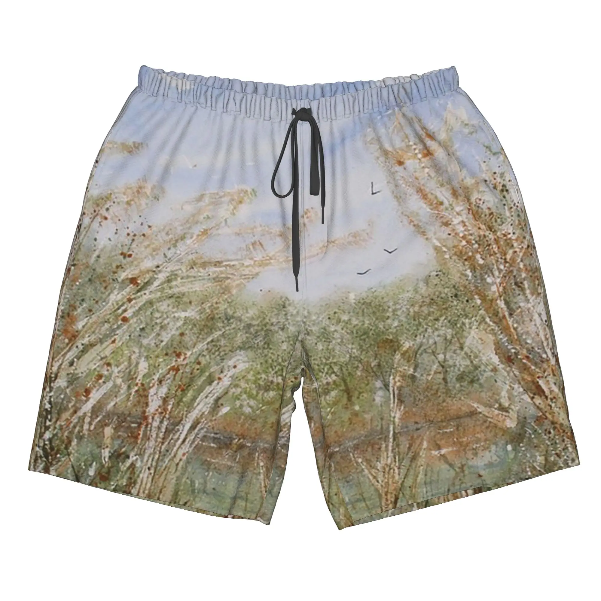 Artistic Reeds And Grasses Painting Trunks Beach Board Shorts Casual Quick Dry Swimming Summer Men Pants