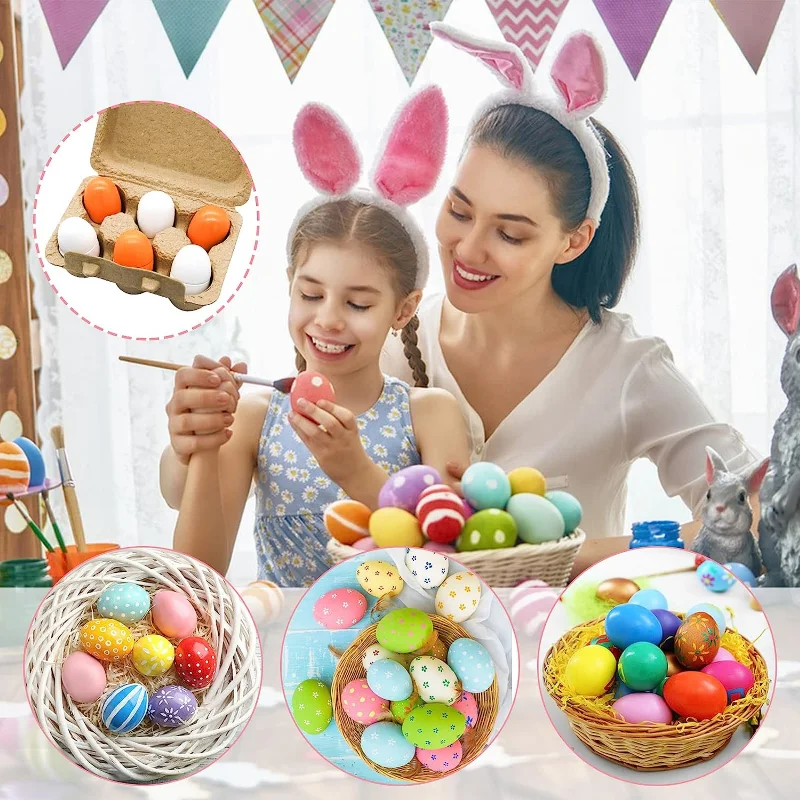 6pcs Wooden Eggs Toy Egg Kitchen Toys Kids Play Food Cooking Kitchen Pretend Play Food Set for Baby Early Development & Learning