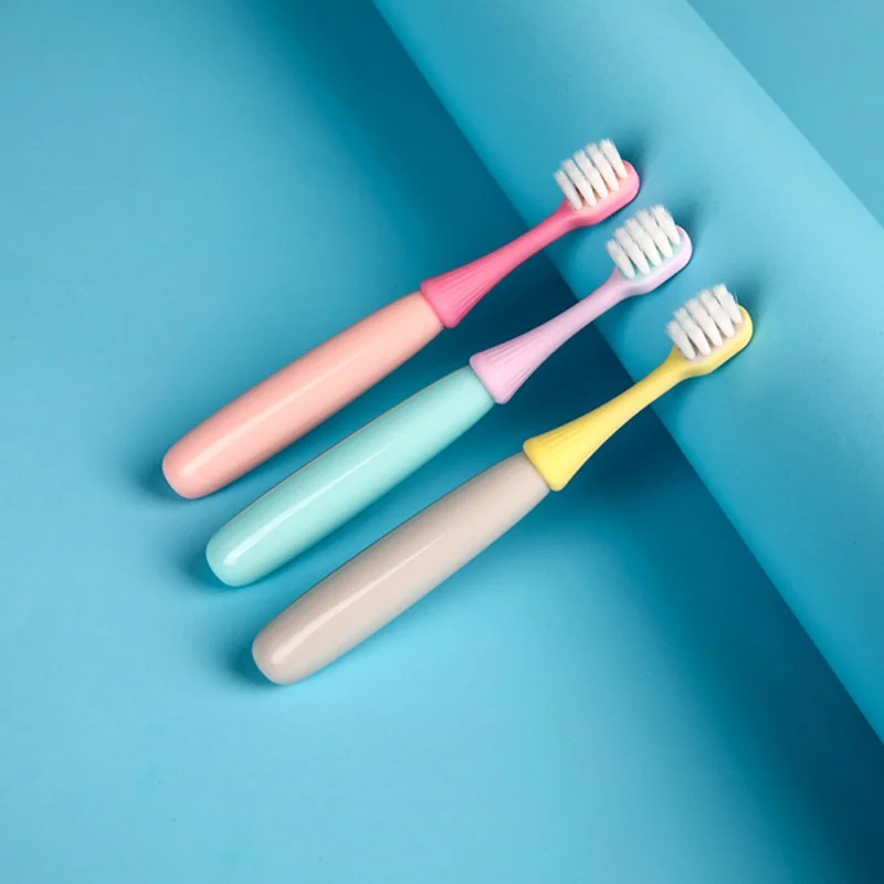 3pcs/set Cute baby Toothbrush Candy Color Infant Short Handle Children Toothbrush PP Baby Teeth Care ToothBrush Set for Girl Boy