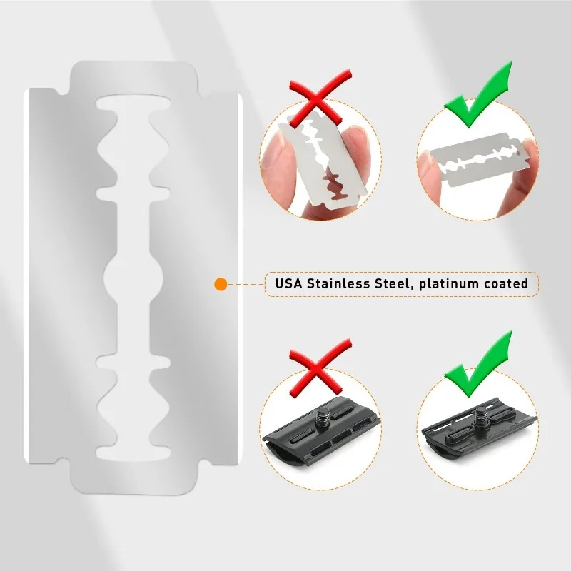 Manico in lega di alluminio Rasoio vecchio stile manuale per uomo Rasoio a doppia faccia Rasatura Barba Rasoio Lama da barba Rasoio