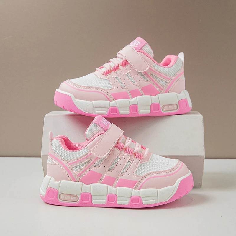 

Kids Sports Sneakers Wholesale Custom Breathable Mesh Hook & Loop Non-Slip Thick Sole Casual Shoes for Boys Girls