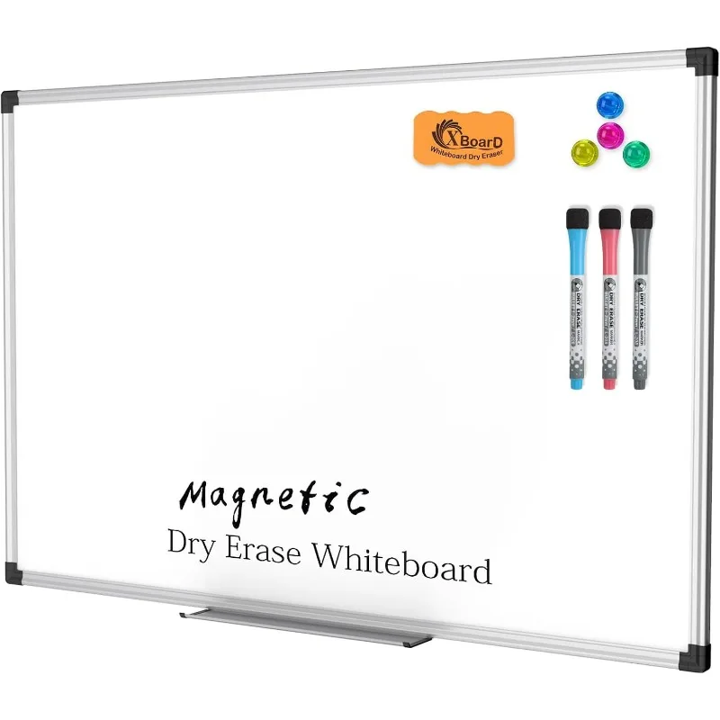 Magnetic Dry Erase Board/Whiteboard, 36 X 24 Inches, Double Sided White Board,1 Dry Eraser & 3 Dry Erase Markers & 4 Push Pin