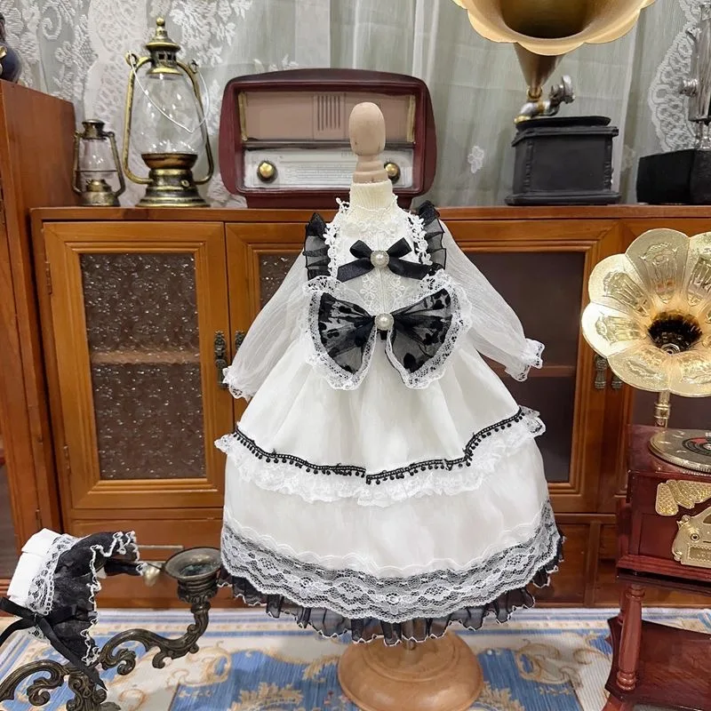 

Refreshing 1/3 1/4 1/6 BJD Dress, Black-White With Bow Blythe Clothes, 15cm 20cm 40cm Cotton Doll Bow Skirt Free Shipping