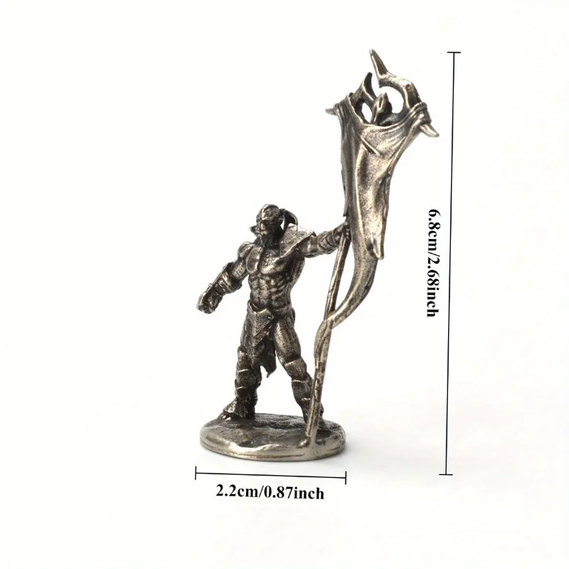 Vintage White Brass Standard-bearer Orc Soldiers Models Desktop Ornaments Decorations Game Miniature Figurine Accessories Gifts