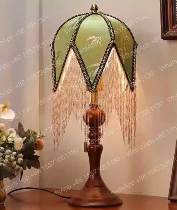 retro fringed table lamp Nordic bedside decorative lamp atmosphere light luxury living room atmosphere plug-in table lamp