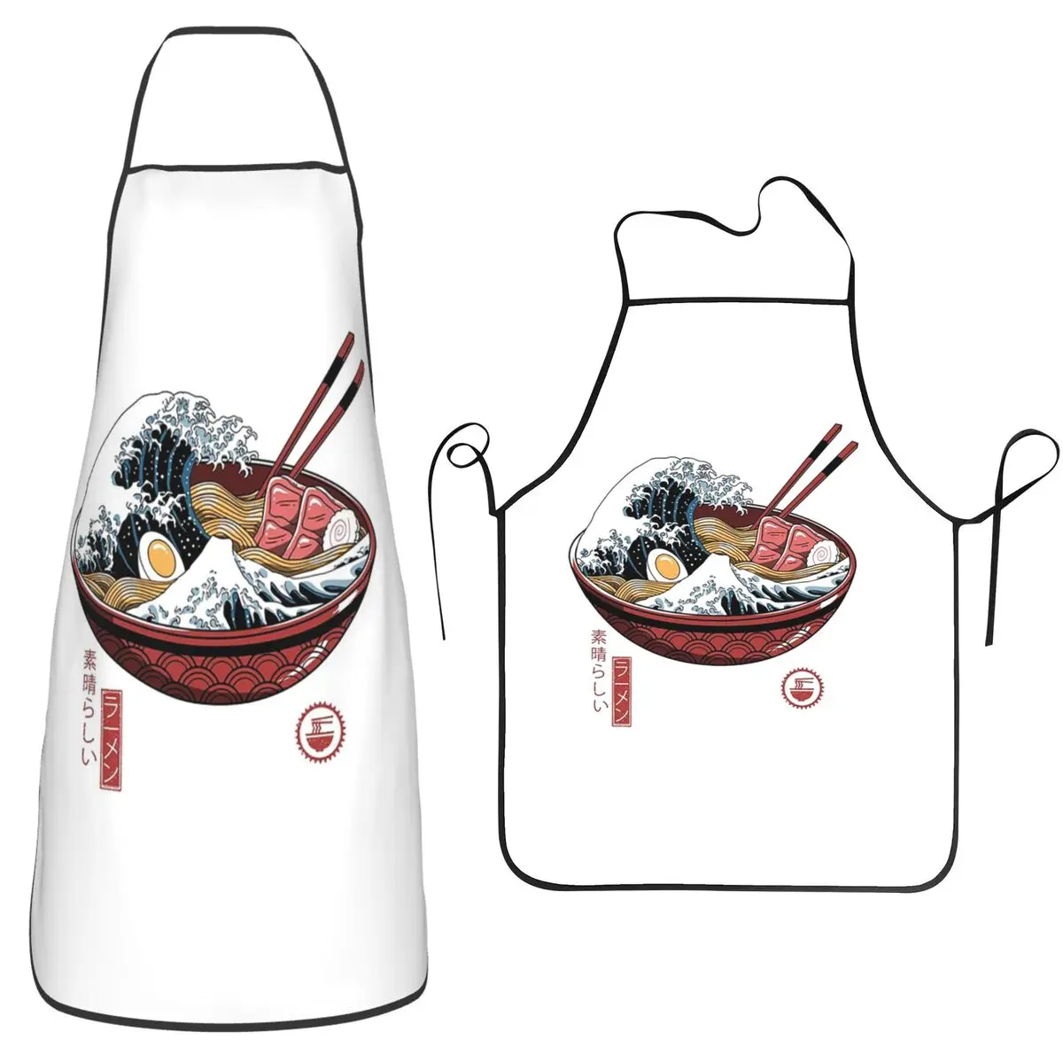 Great Ramen Wave White Aprons Chef Baking Tablier Sleeveless Bib Kitchen Cleaning Pinafore for Women Men Painting