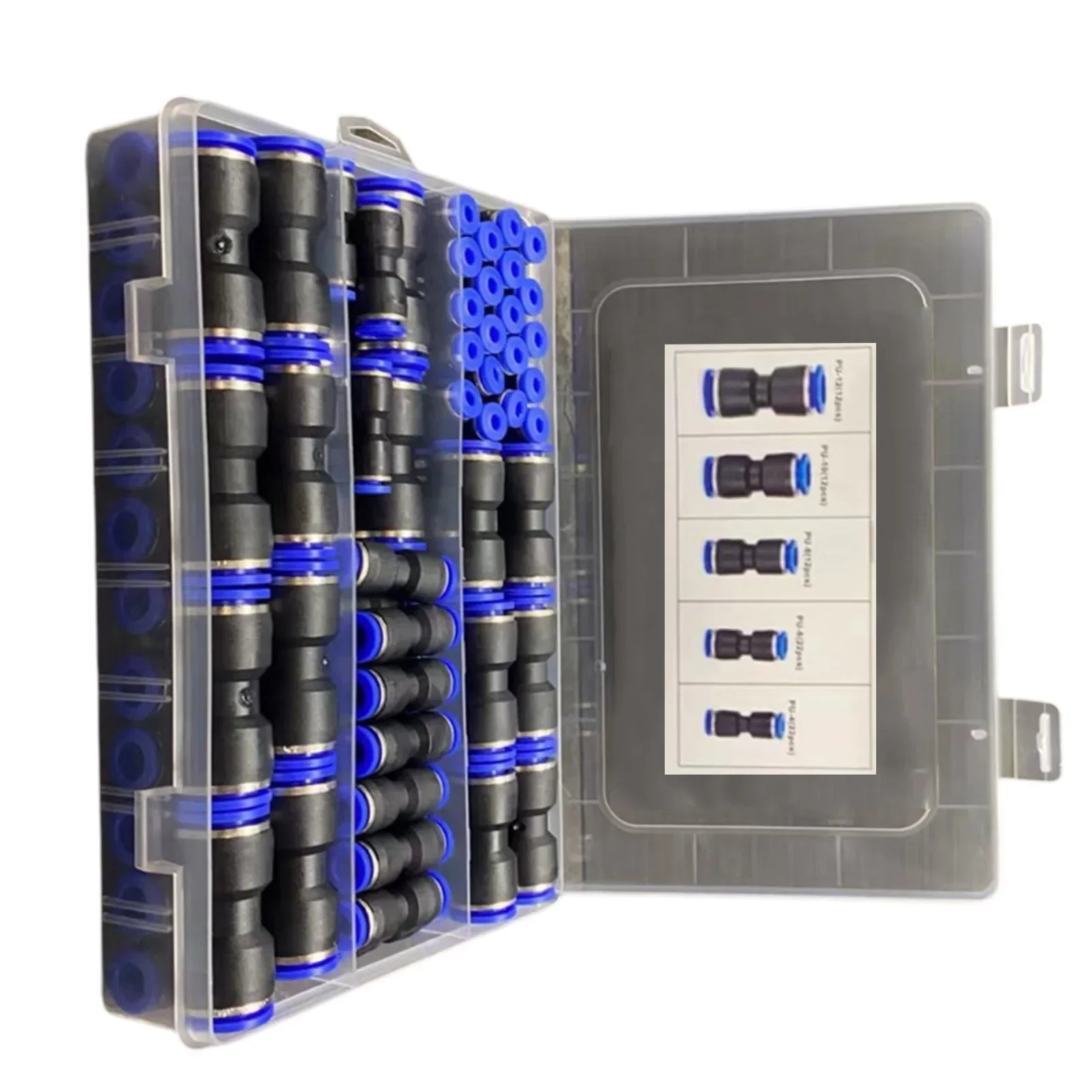 

80pcs Quick Connect Push Connectors for Polyethylene Pipe PU/PA/PE/PVC Compatible with 1/2 3/8 5/16 1/4 5/32 Inch Tubing