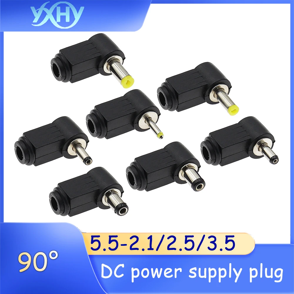 

10pcs DC plug - DC direct current power plug socket 5.5 - 2.1/2.5/3.5 wiring assembly 90-degree elbow connector