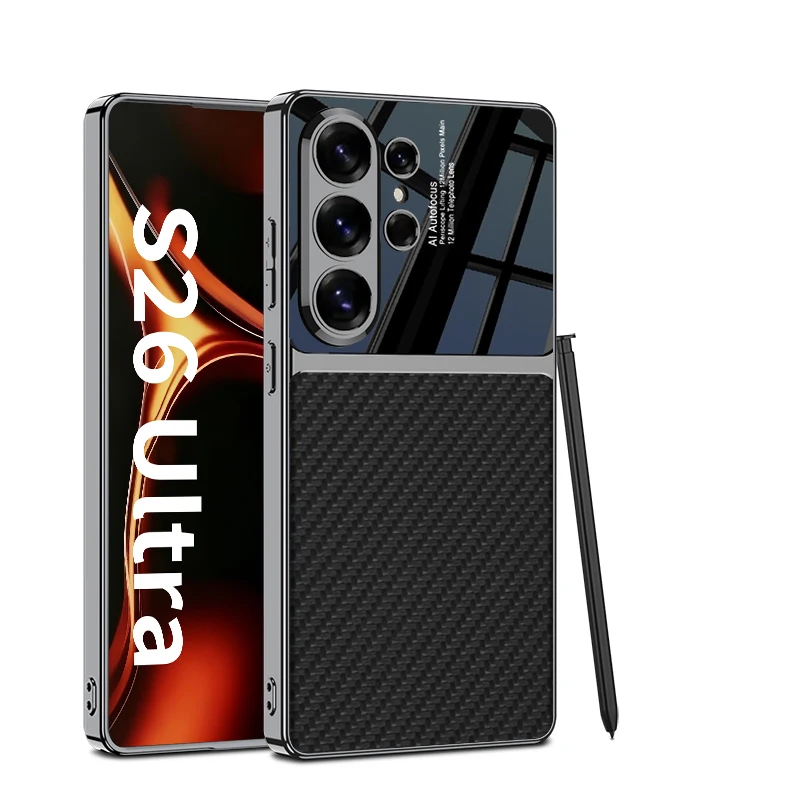 For Samsung Galaxy S26 Ultra S26 S25 Ultra 5G Case Ultra-Thin Electroplated Leather Soft Silicone Shockproof Cover Accessories