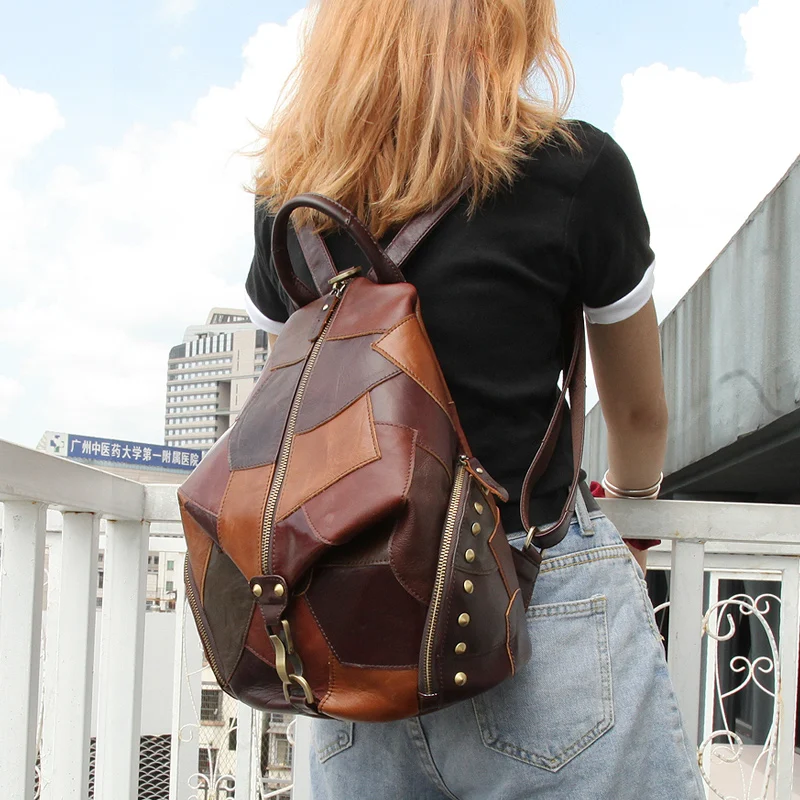 

Youth School Women's Backpack Free Shipping Female Bag Multicolour Fashions Genuine Leather Bags For Women