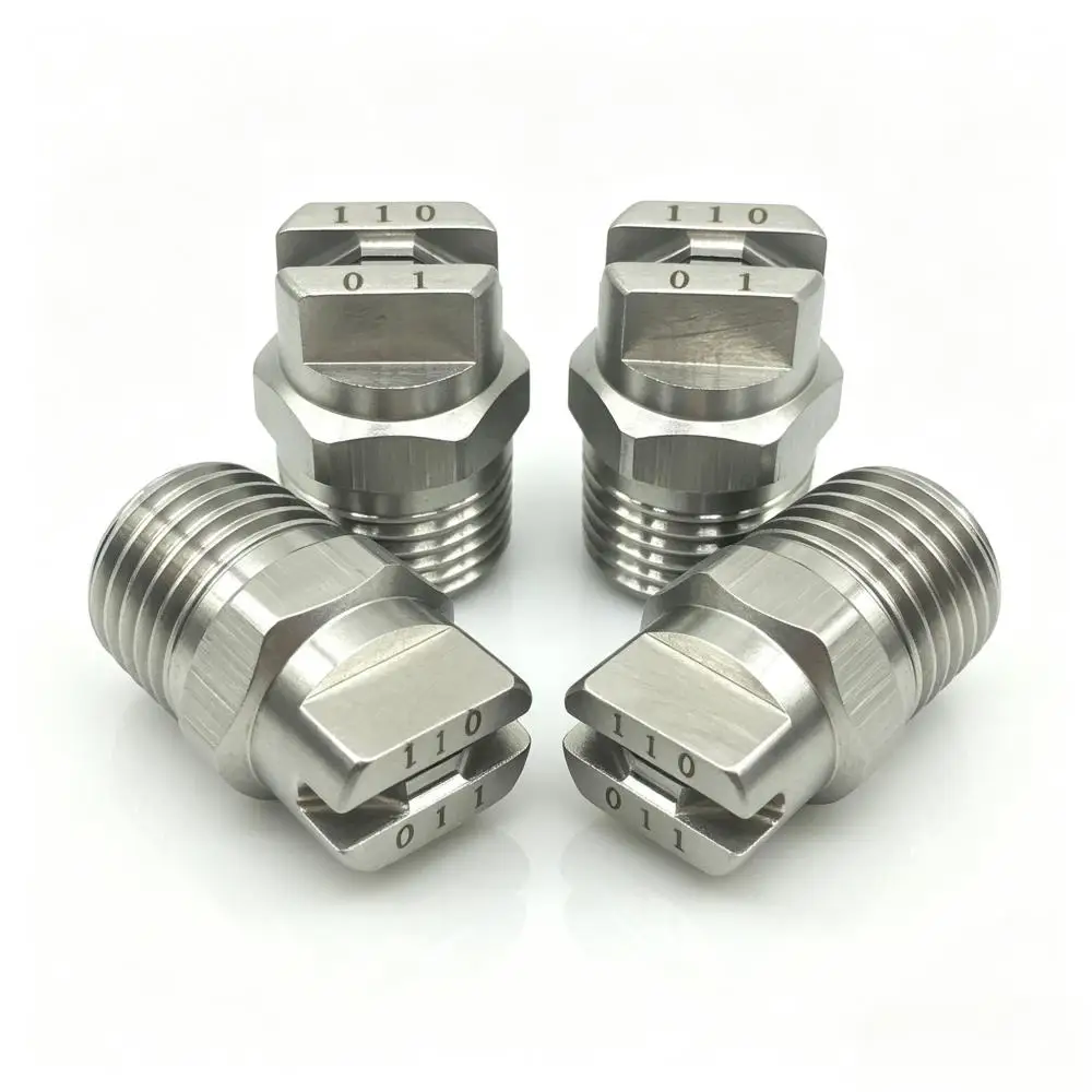 65 Degree Stainless Steel Flat Fan Spray Nozzle High Pressure Water Cleaning Tip Threaded Nozzle for Industrial Surface Cleaner