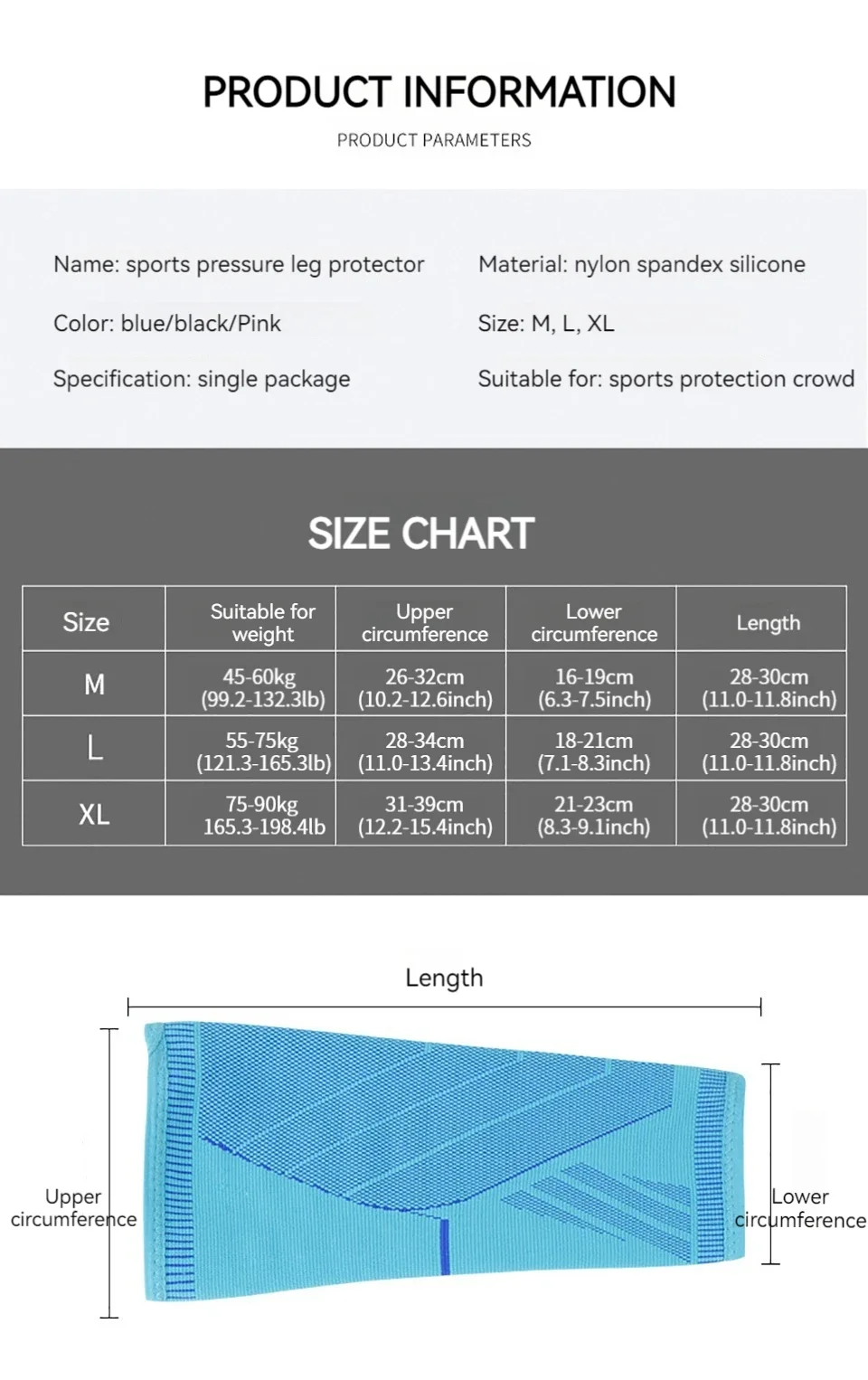 1Pcs Laufen Leichtathletik Kompression Ärmeln Bein Wade Schienbeinkantensyndrom Ellenbogen Knie Pads Schutz Sport Sicherheit Unisex – Detail 10