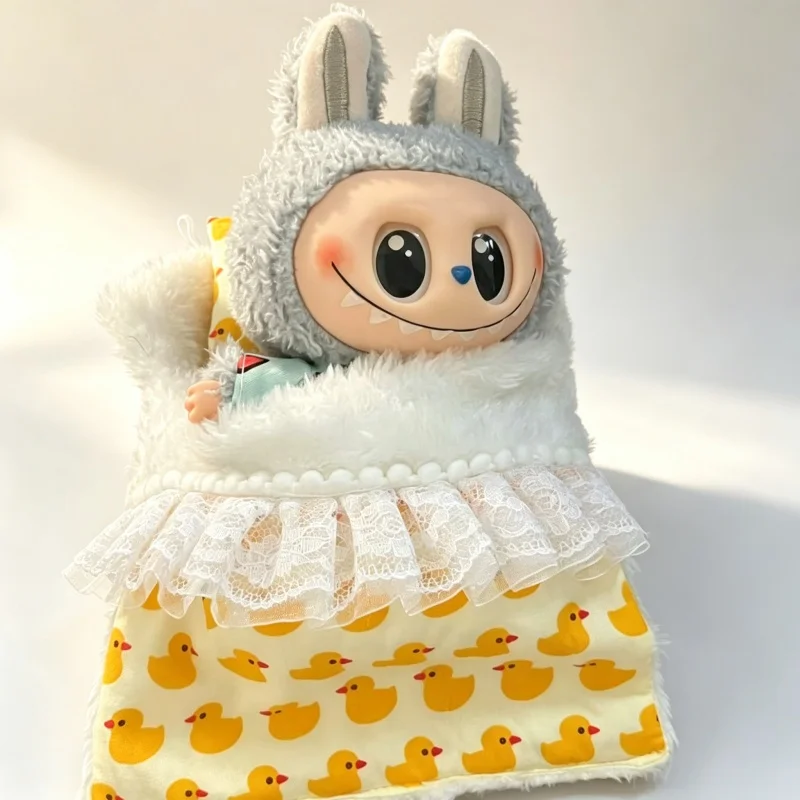 Clothes For Labubu 15 17cm Mini Doll Pajamas With Eye Mask Sleeping Bag series two-piece set Cute Idol Plush Doll Accessories