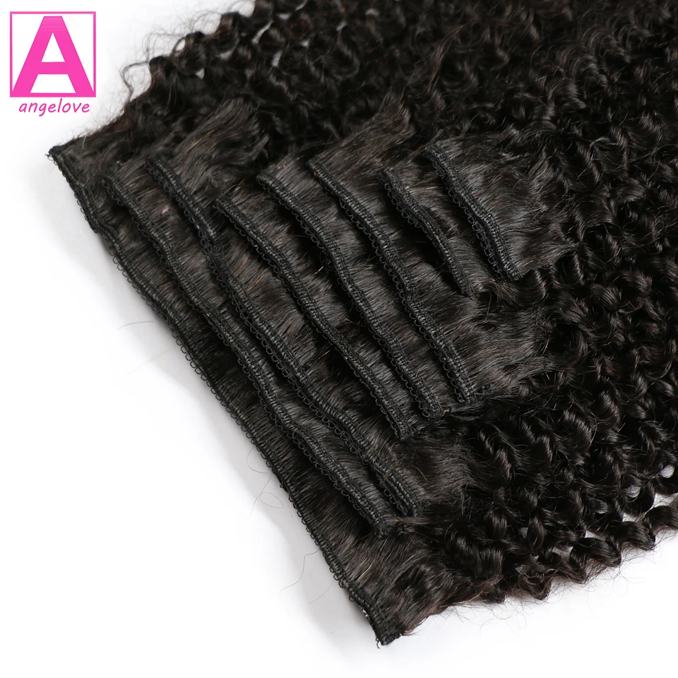 Rambut Manusia Klip Gelombang Dalam Ekstensi Rambut Klip Brasil Dalam 8 Buah/Set Klip Warna Hitam Alami Rambut Remy 8-26 Inci 120G