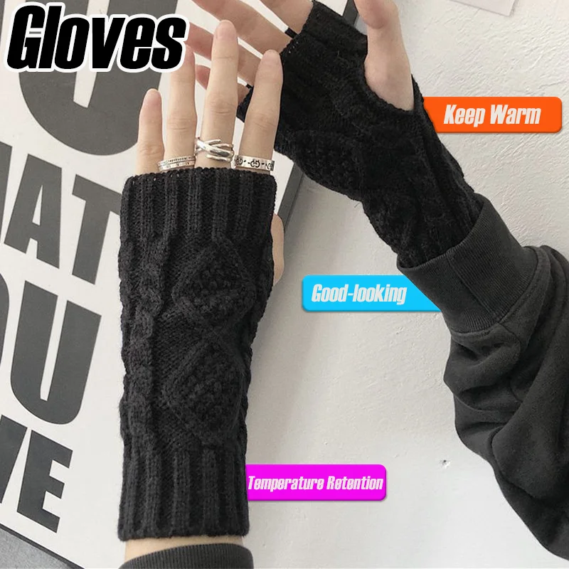 

Good-looking Fingerless Gloves Winter Outdoor Necessary Soft Long Warmer Temperature Retention Knitted Glove Best Christmas Gift