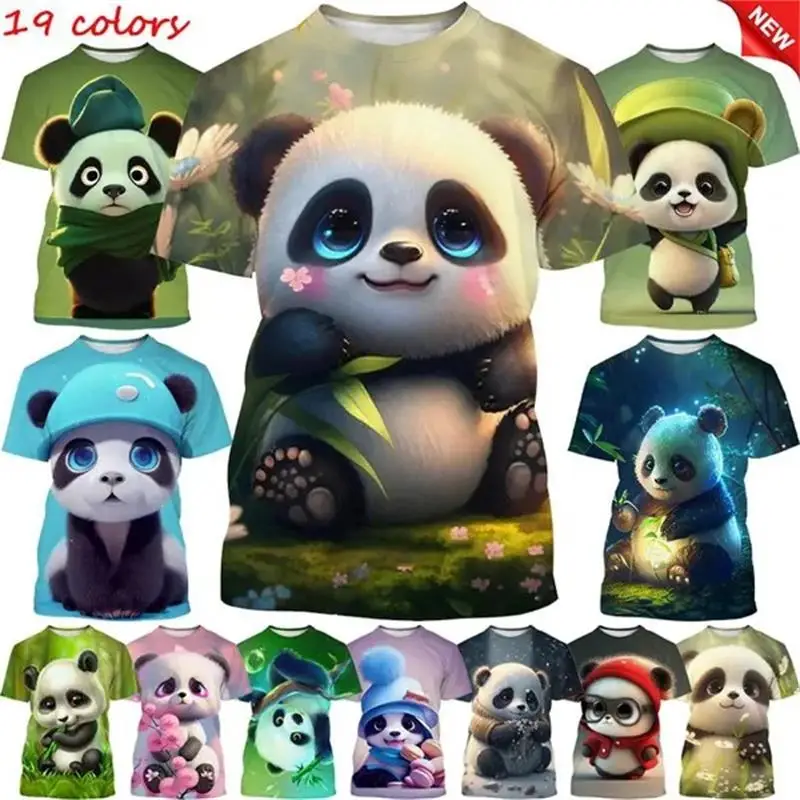 Cute Panda Graphic Kids T Shirts Men 3D Printed Tee Shirt Casual y2k Tops Kawaii Womens Clothing Harajuku Fashion O Neck T-shirt