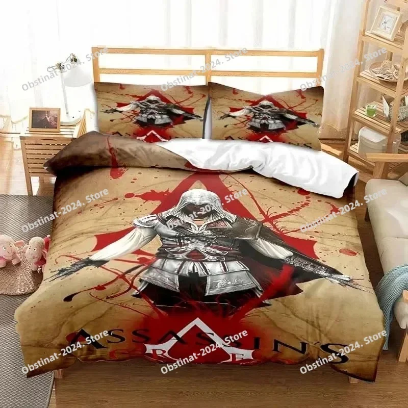 

Game A-Assassin S Creed Art Bedding Set Printed Bed Set With Pillowcase Bed Duvet Cover Soft Single Double Queen Super King Size