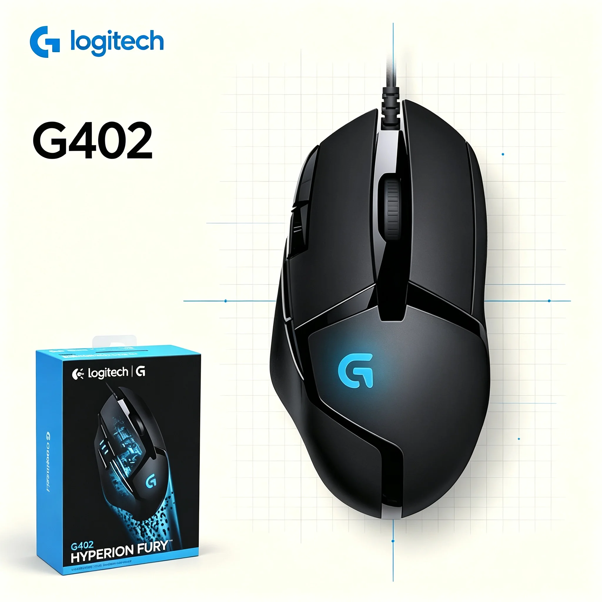 Logitech G402 Wired Gaming Mouse Reliable USB Cable Connection Adjustable Sensitivity Ergonomic Mice for PC Gamer